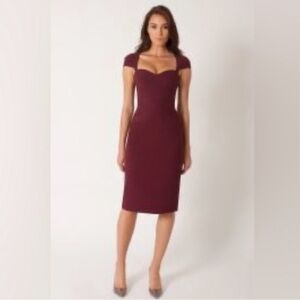 Black Halo Size 4 Burgundy Cap Sleeve Dress